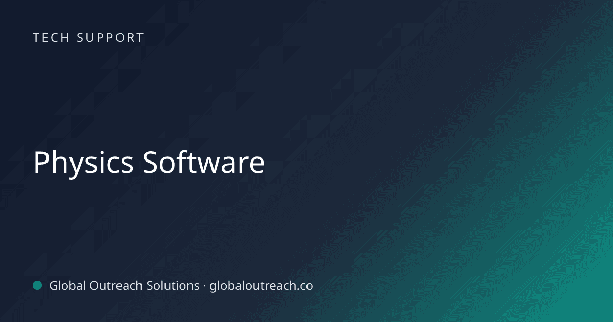 Blog article cover image: "Physics Software" in Tech Support