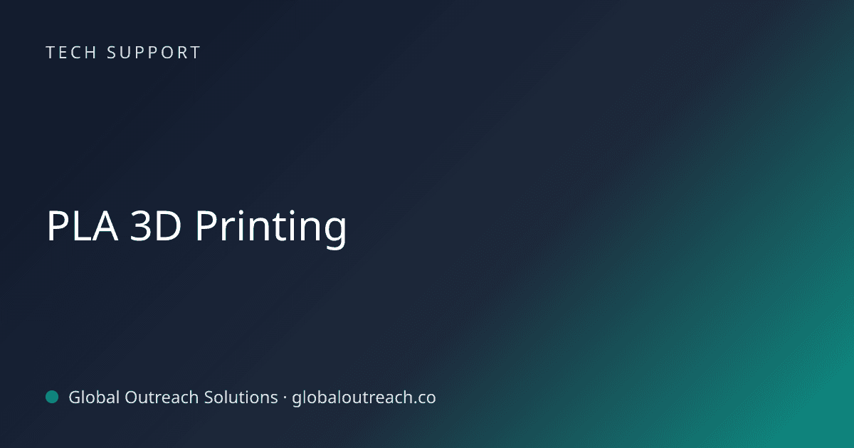 Blog article cover image: "PLA 3D Printing" in Tech Support