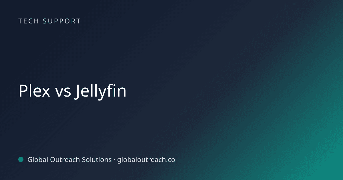 Related article cover image: "Plex vs Jellyfin" (Tech Support)