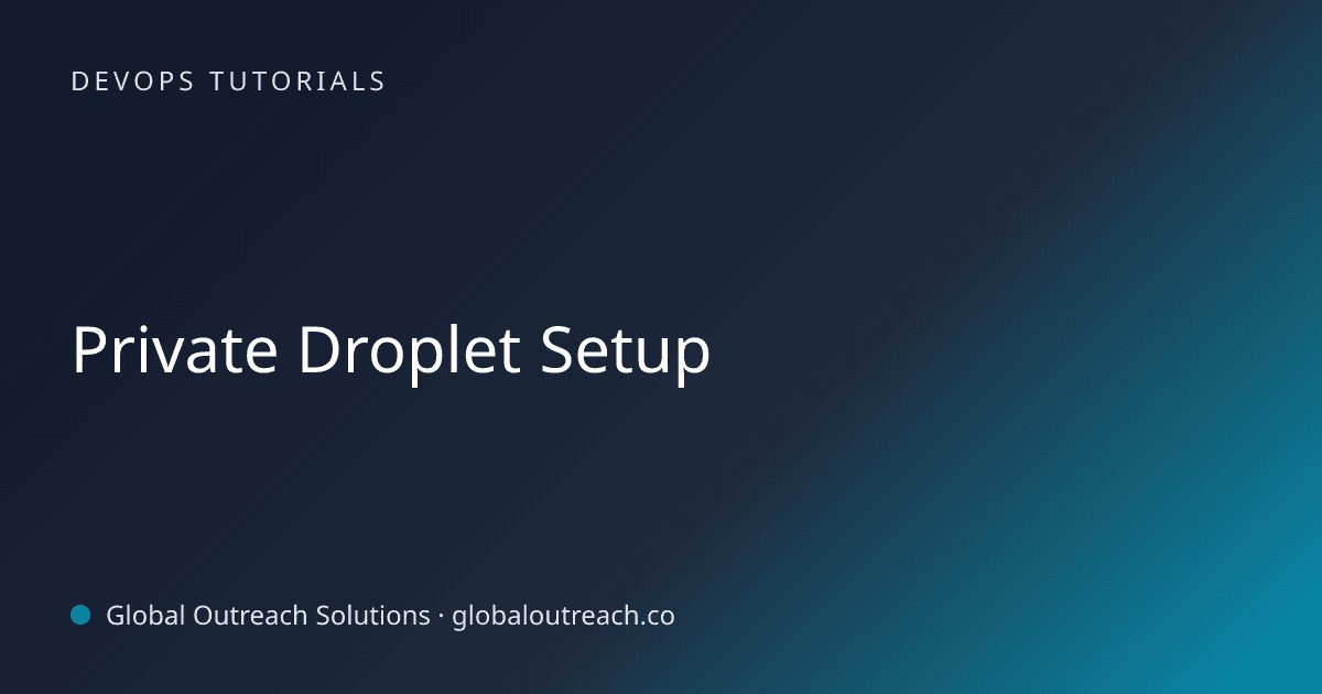 Blog article cover image: "Private Droplet Setup" in DevOps Tutorials