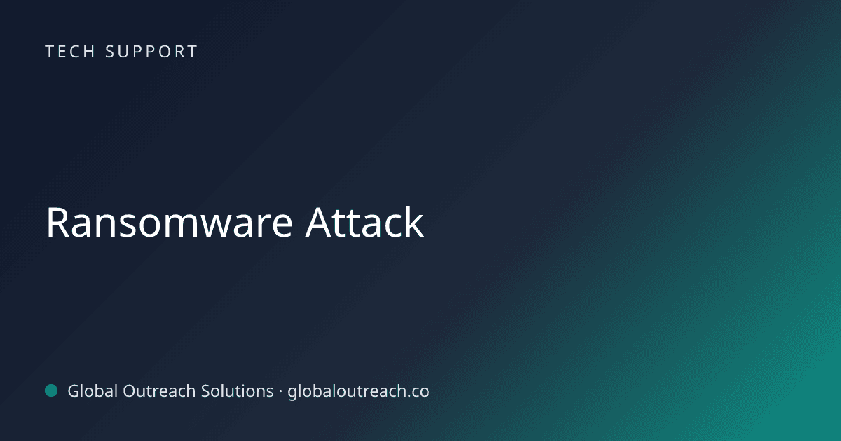 Blog article cover image: "Ransomware Attack" in Tech Support