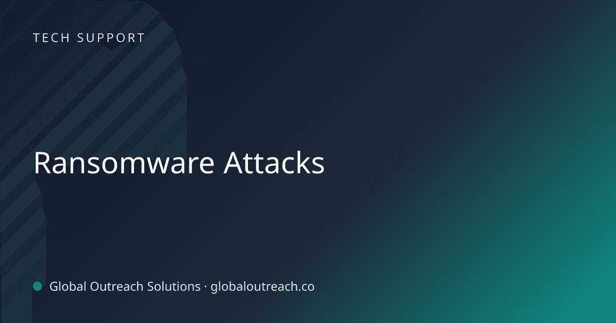 Blog article cover image: "Ransomware Attacks" in Tech Support