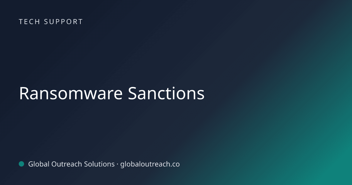 Blog article cover image: "Ransomware Sanctions" in Tech Support