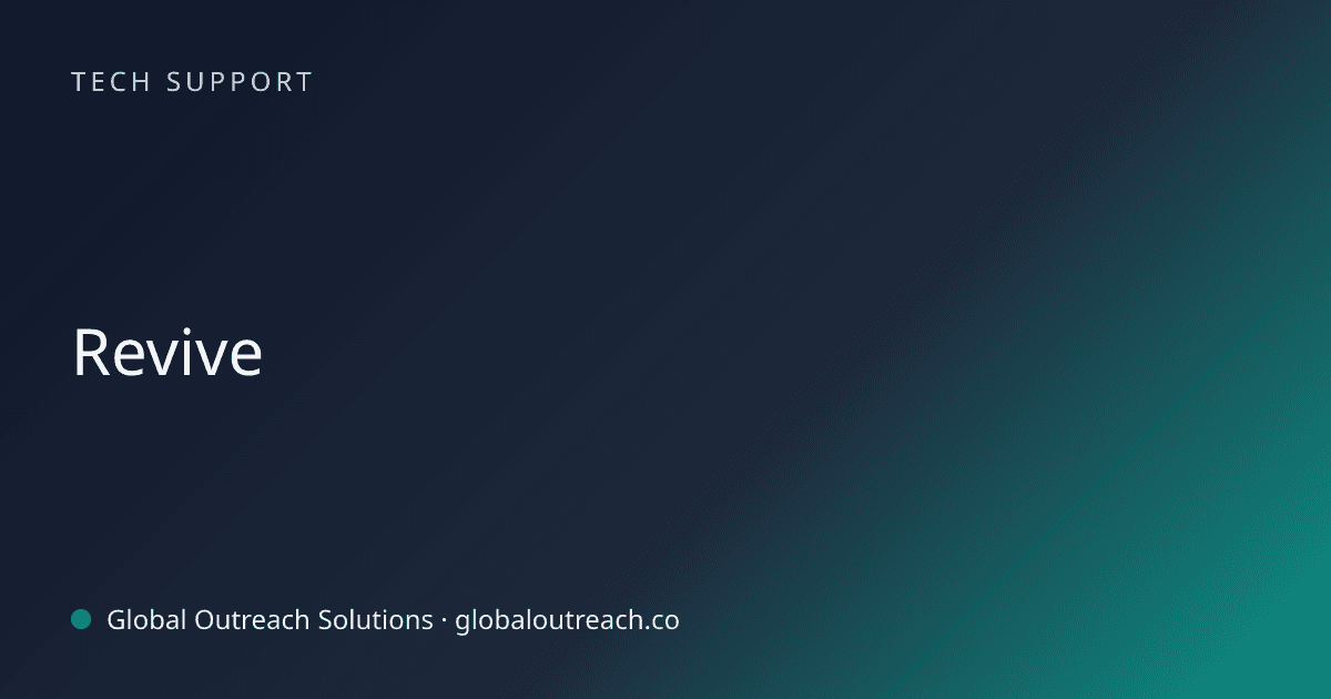 Blog article cover image: "Revive" in Tech Support