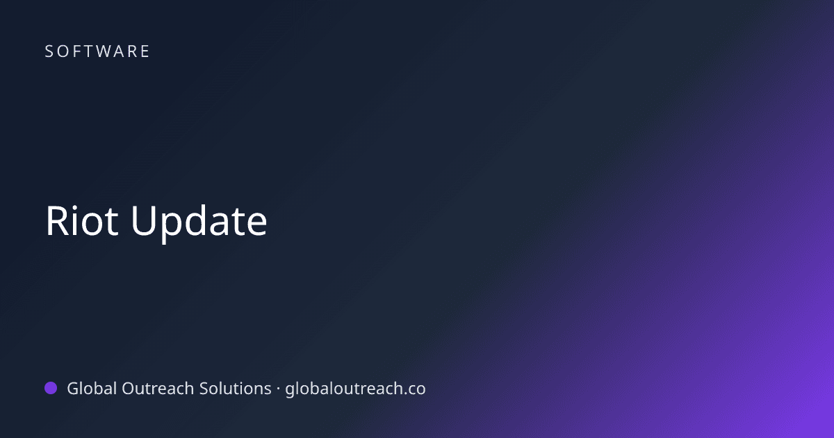 Blog article cover image: "Riot Update" in Software