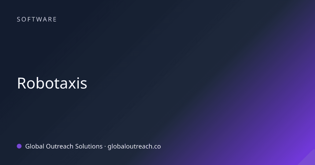Illustrated cover image for the Software article "Robotaxis" on Global Outreach Solutions blog