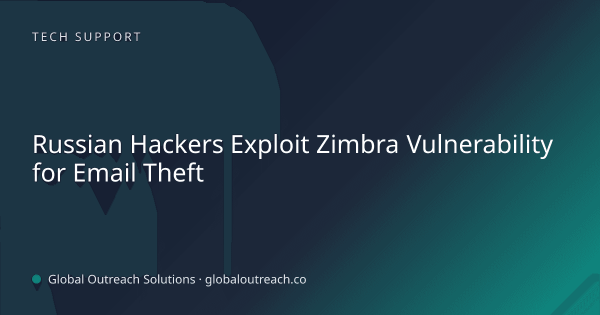 Related article cover image: "Russian Hackers Exploit Zimbra Vulnerability for Email Theft" (Tech Support)