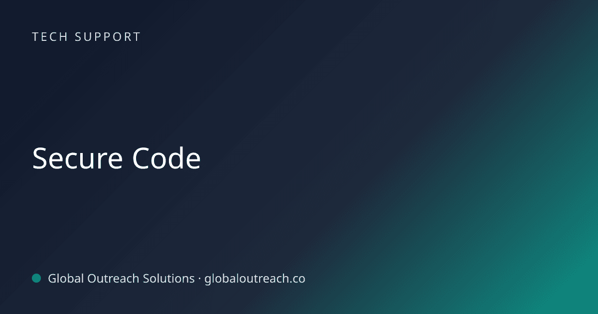 Illustrated cover image for the Tech Support article "Secure Code" on Global Outreach Solutions blog