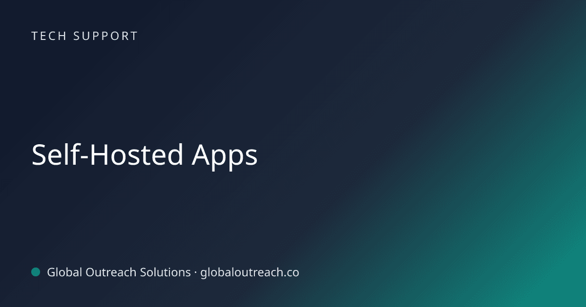 Related article cover image: "Self-Hosted Apps" (Tech Support)
