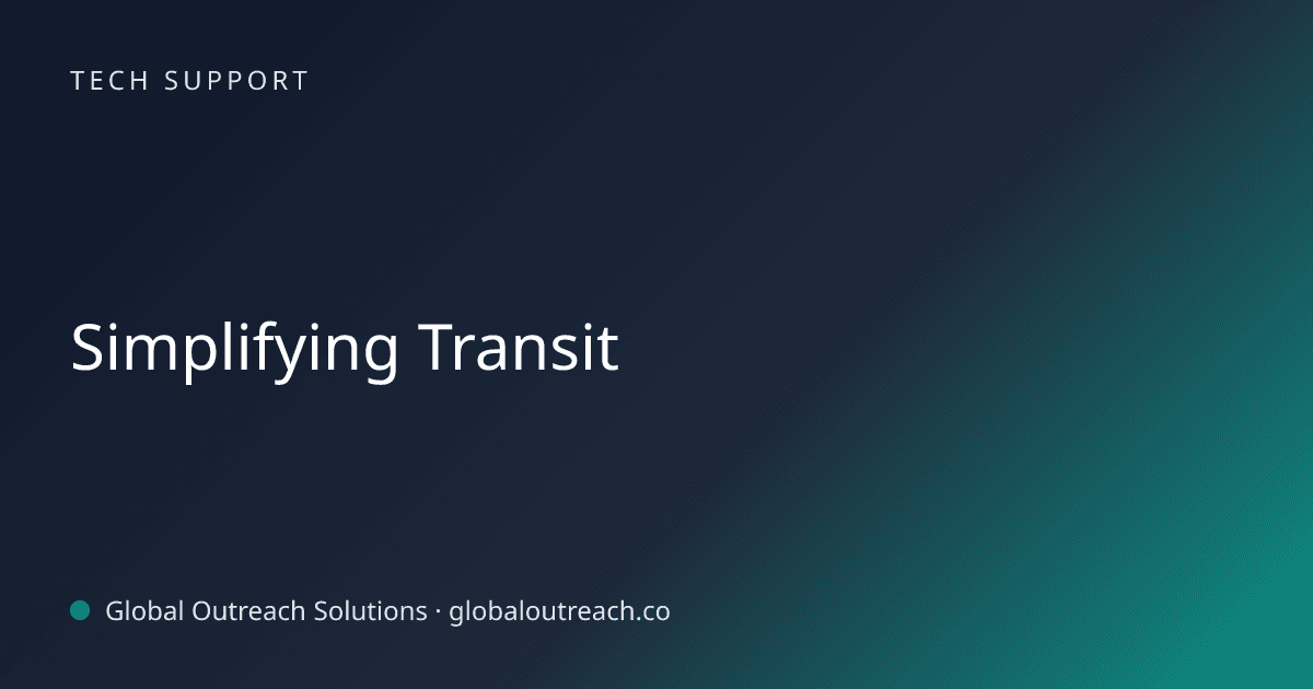 Related article cover image: "Simplifying Transit" (Tech Support)