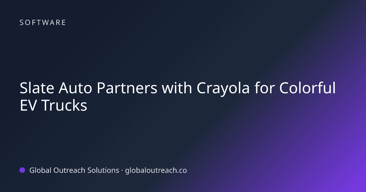 Blog article cover image: "Slate Auto Partners with Crayola for Colorful EV Trucks" in Software