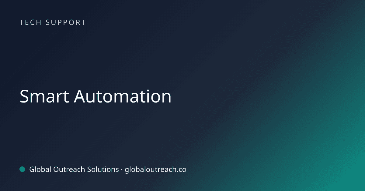 Illustrated cover image for the Tech Support article "Smart Automation" on Global Outreach Solutions blog