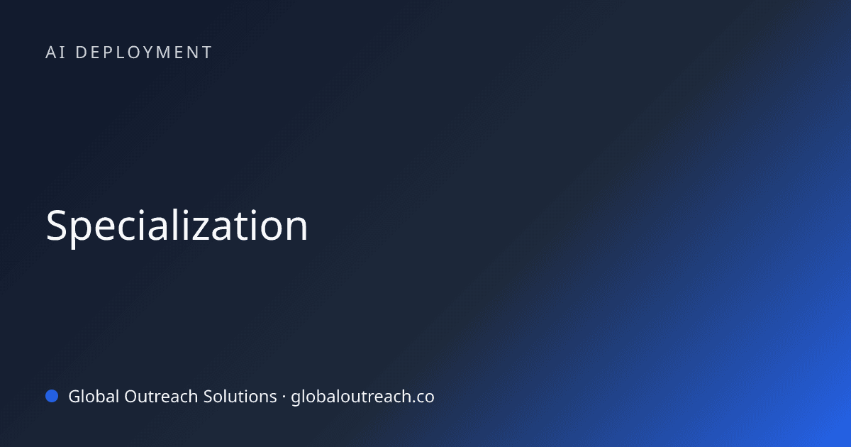 Blog article cover image: "Specialization" in AI Deployment