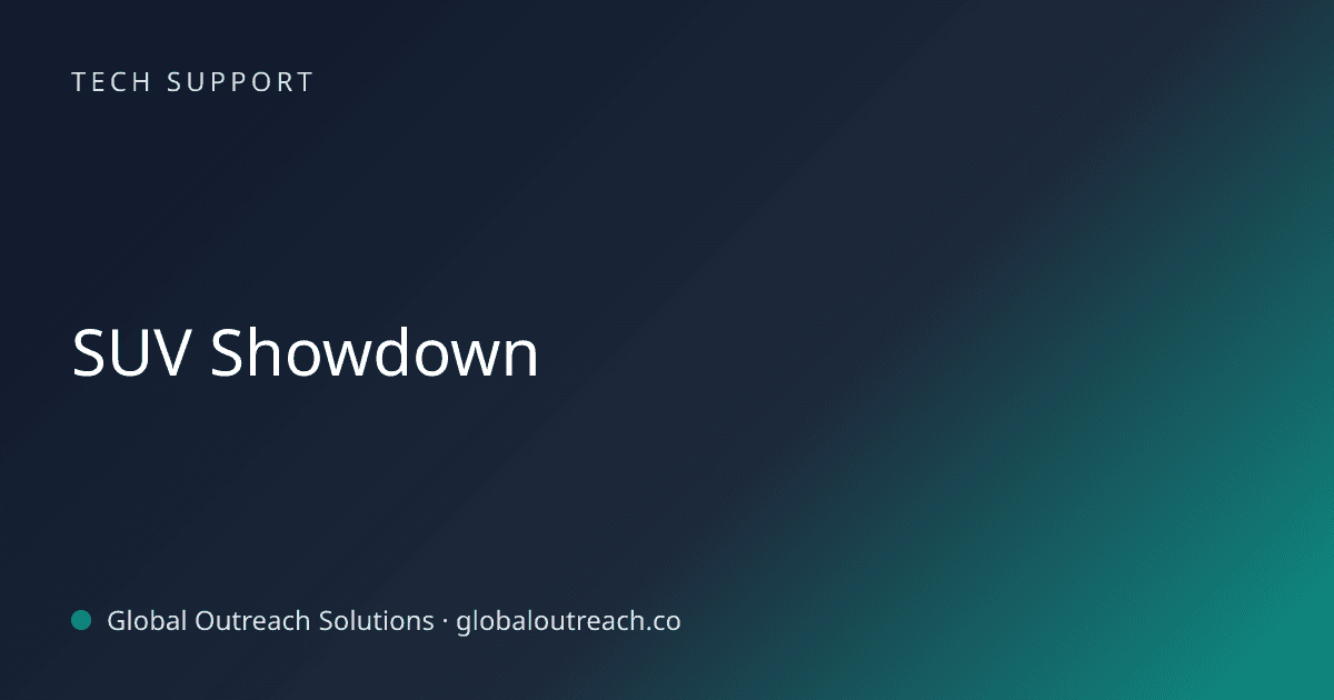 Blog article cover image: "SUV Showdown" in Tech Support