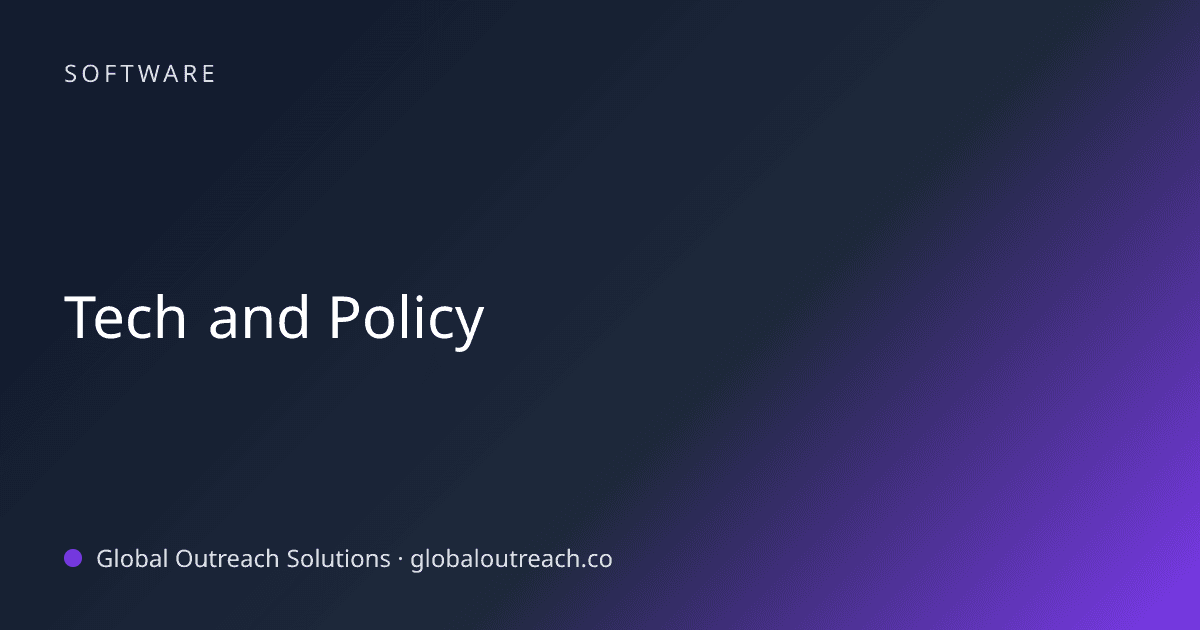 Blog article cover image: "Tech and Policy" in Software