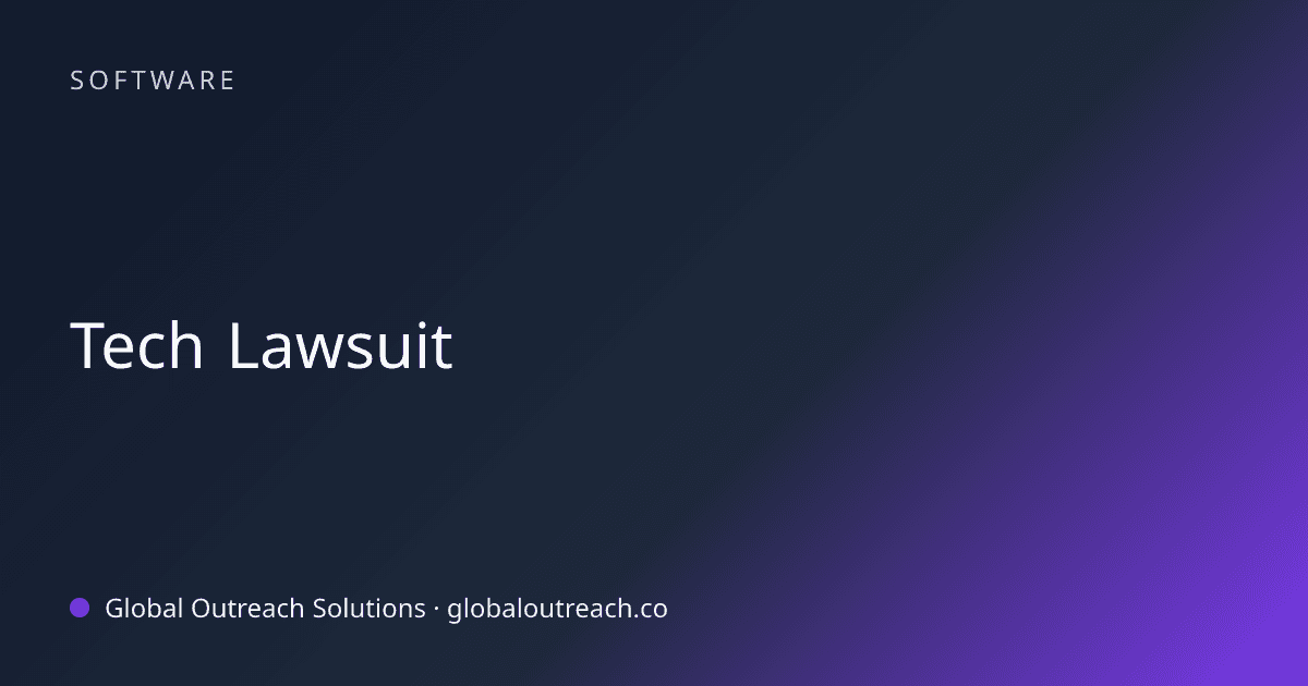 Blog article cover image: "Tech Lawsuit" in Software