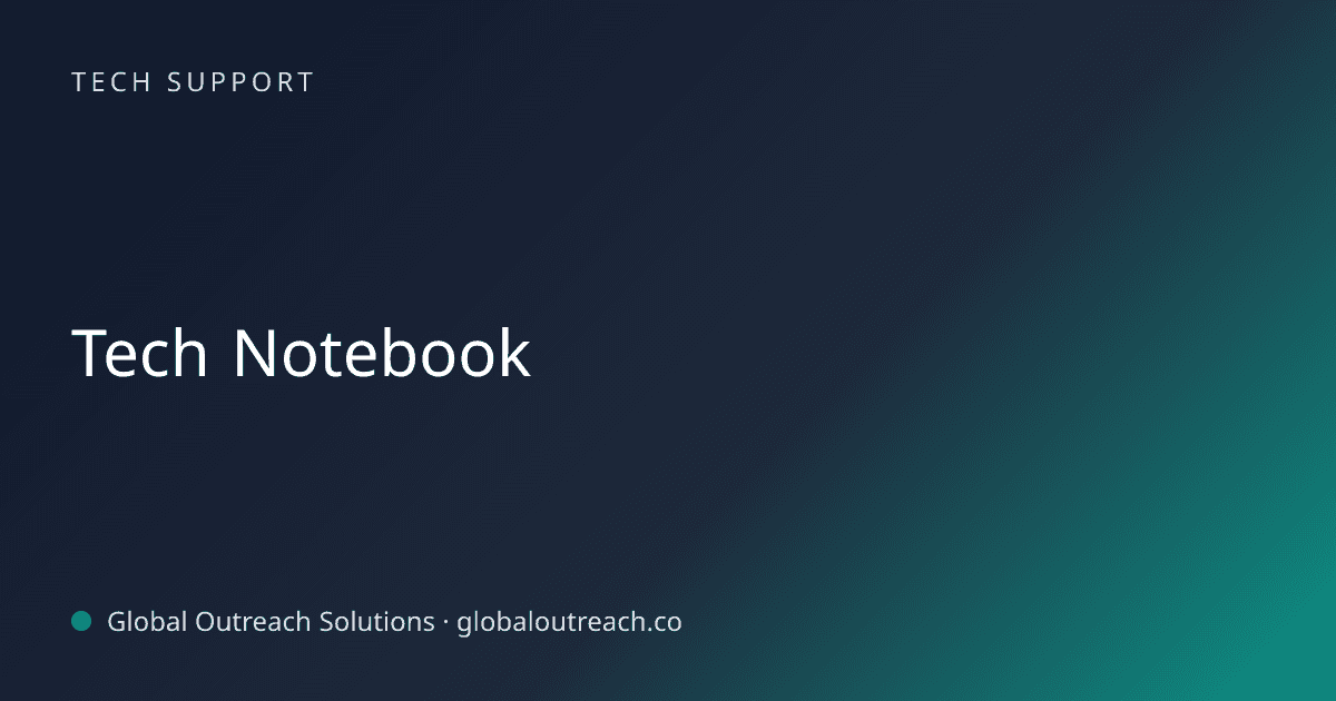 Blog article cover image: "Tech Notebook" in Tech Support