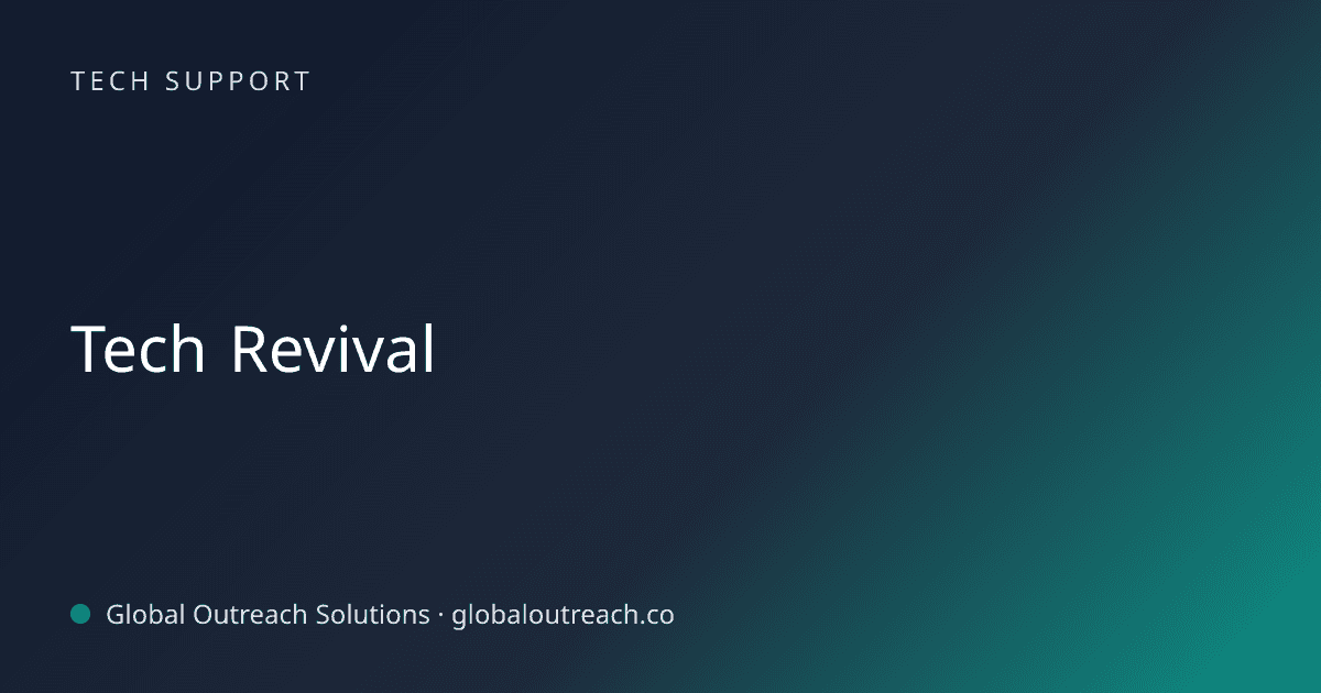 Blog article cover image: "Tech Revival" in Tech Support