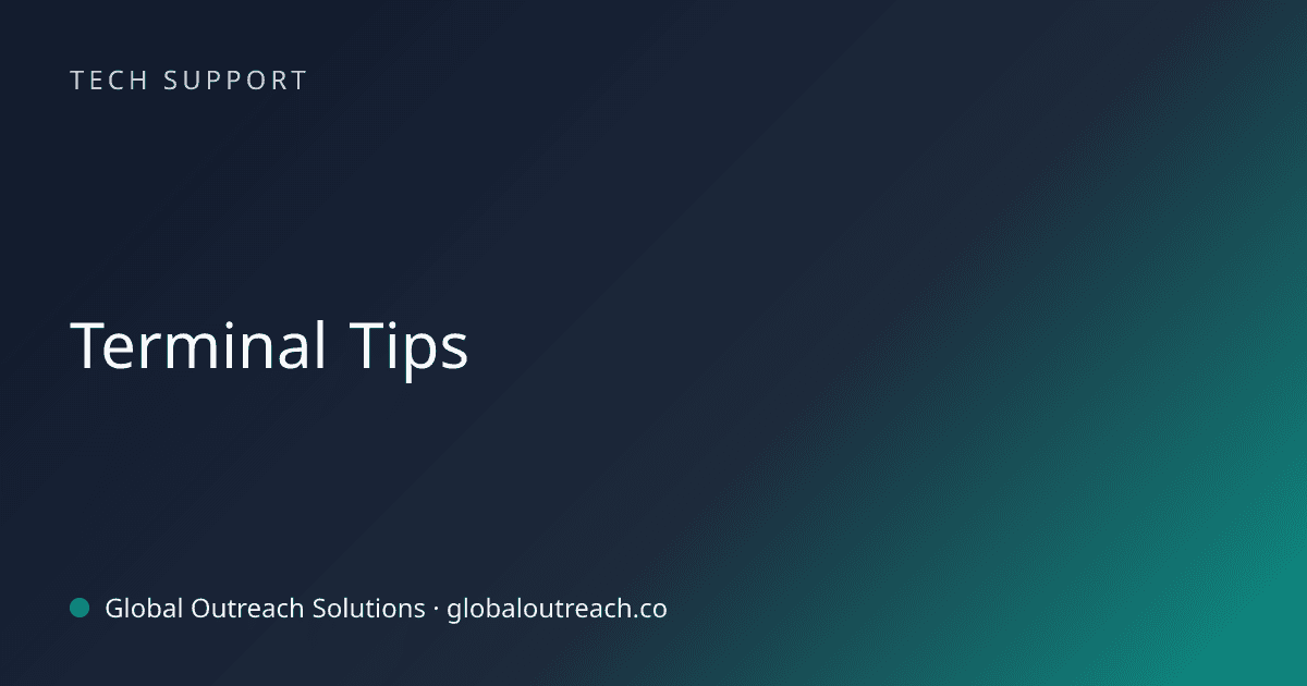 Blog article cover image: "Terminal Tips" in Tech Support