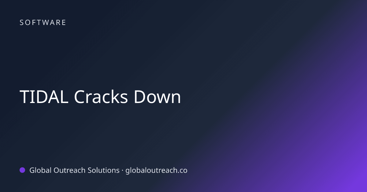 Blog article cover image: "TIDAL Cracks Down" in Software