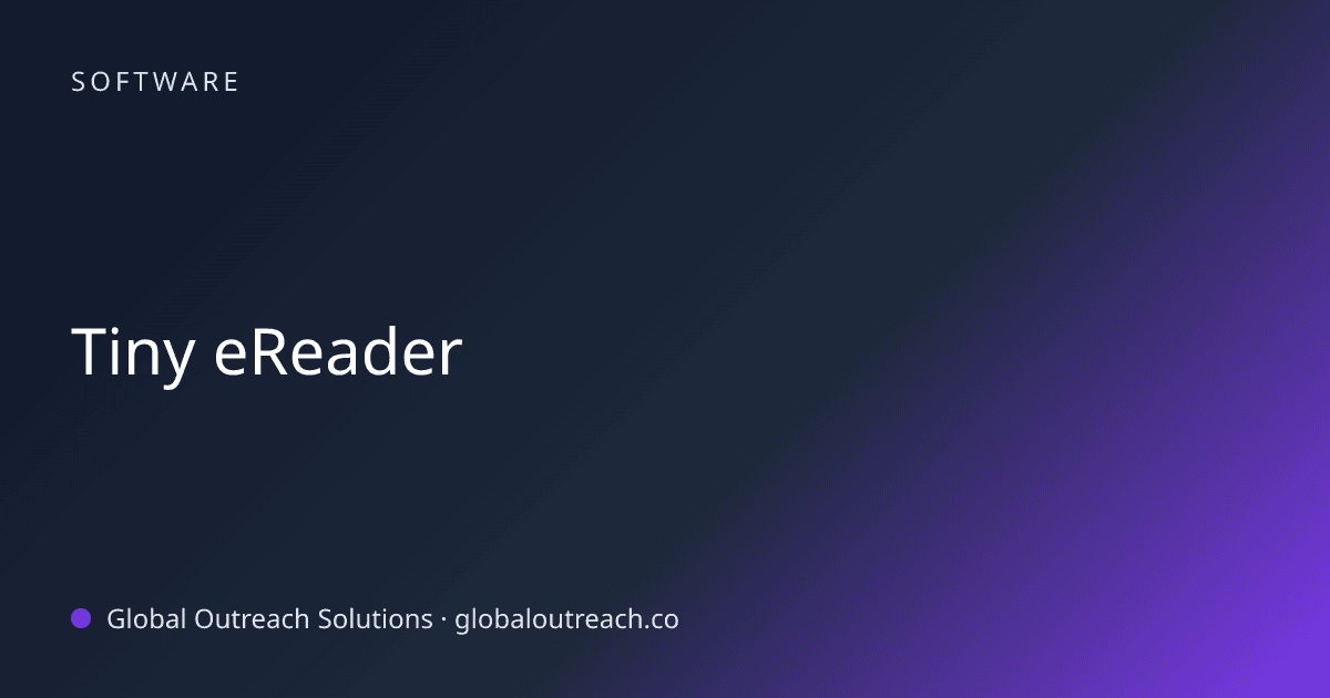 Illustrated cover image for the Software article "Tiny eReader" on Global Outreach Solutions blog