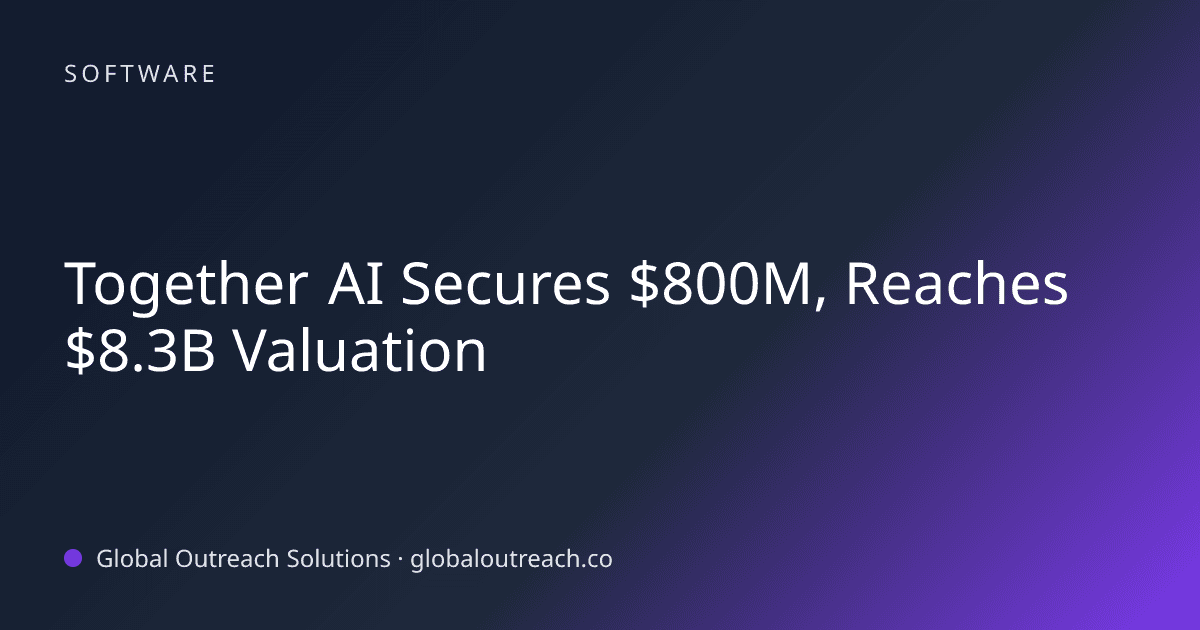 Blog article cover image: "Together AI Secures $800M, Reaches $8.3B Valuation" in Software