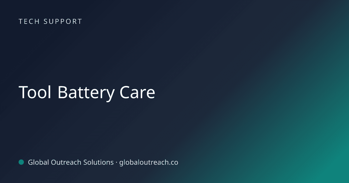 Blog article cover image: "Tool Battery Care" in Tech Support
