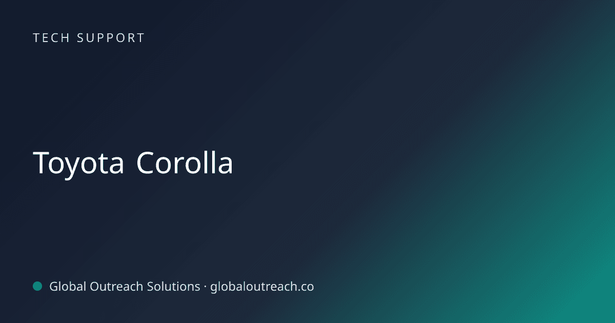 Related article cover image: "Toyota Corolla" (Tech Support)