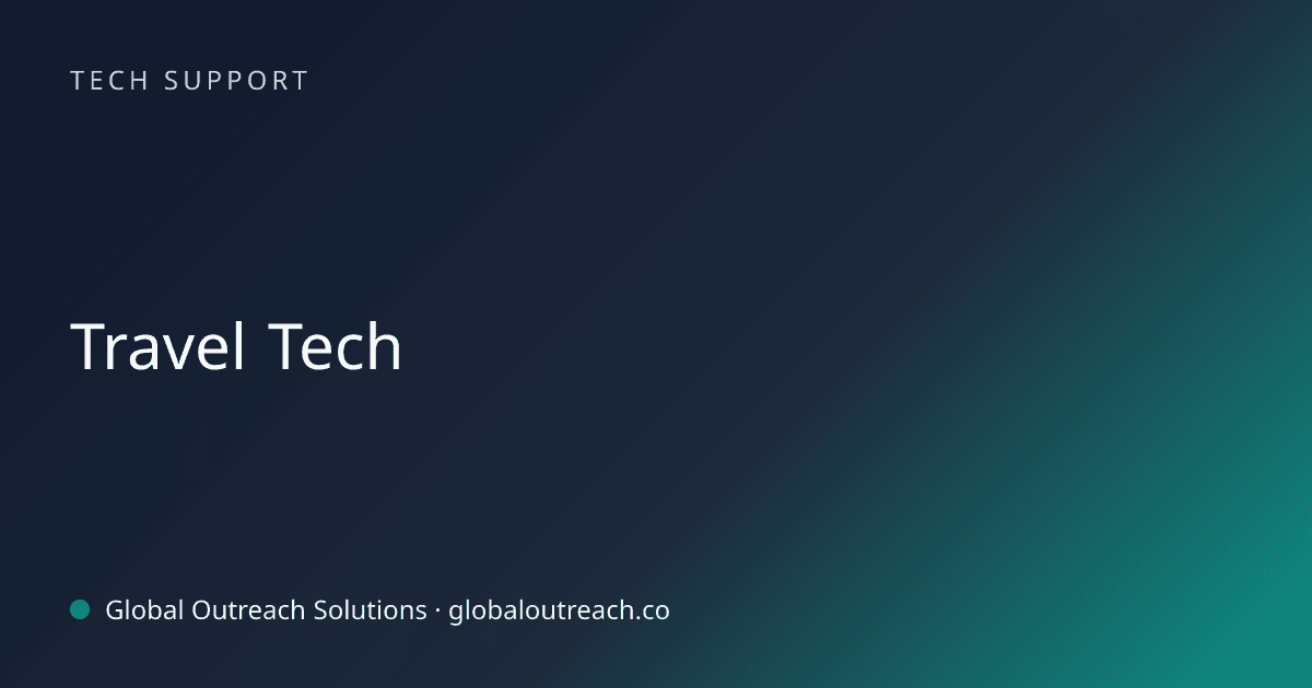 Blog article cover image: "Travel Tech" in Tech Support