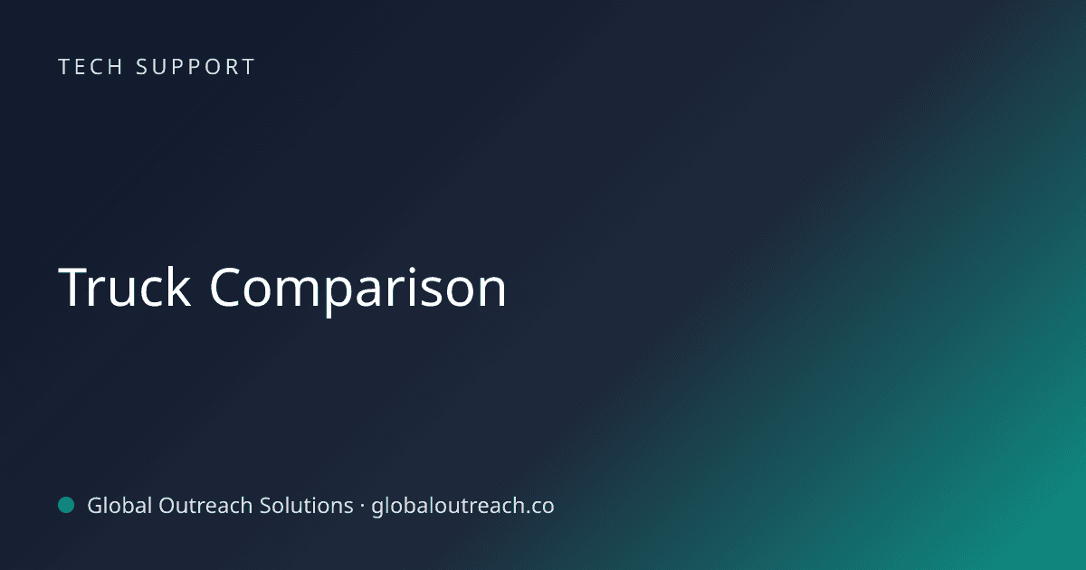Illustrated cover image for the Tech Support article "Truck Comparison" on Global Outreach Solutions blog