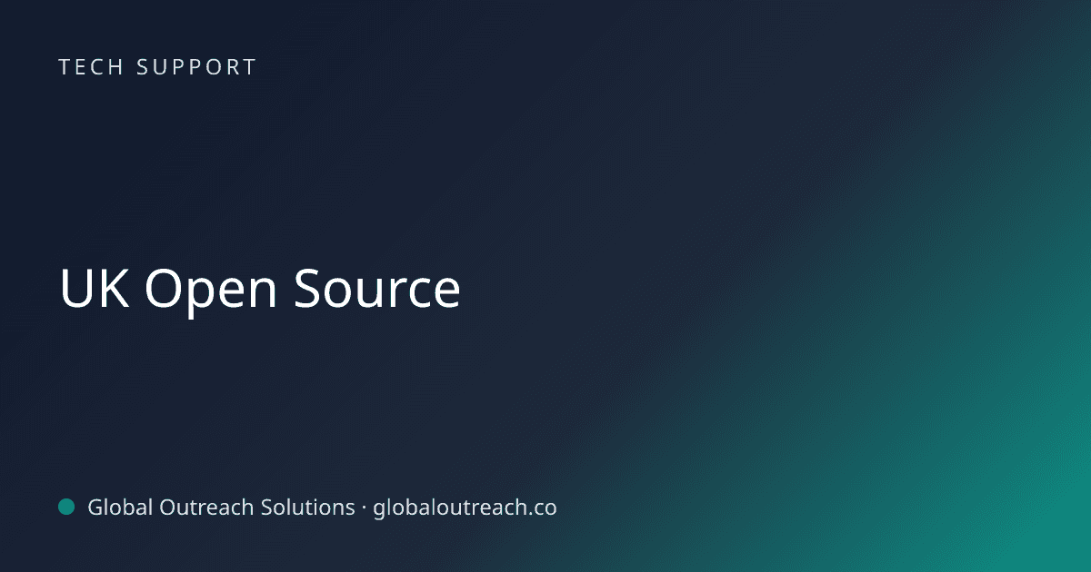 Illustrated cover image for the Tech Support article "UK Open Source" on Global Outreach Solutions blog