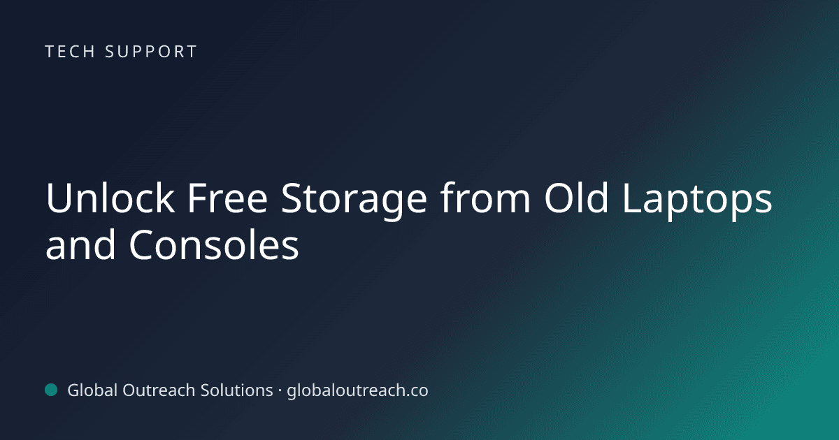 Blog article cover image: "Unlock Free Storage from Old Laptops and Consoles" in Tech Support