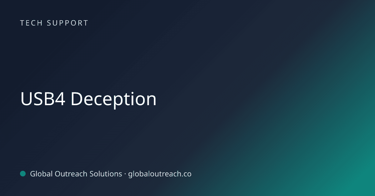 Blog article cover image: "USB4 Deception" in Tech Support