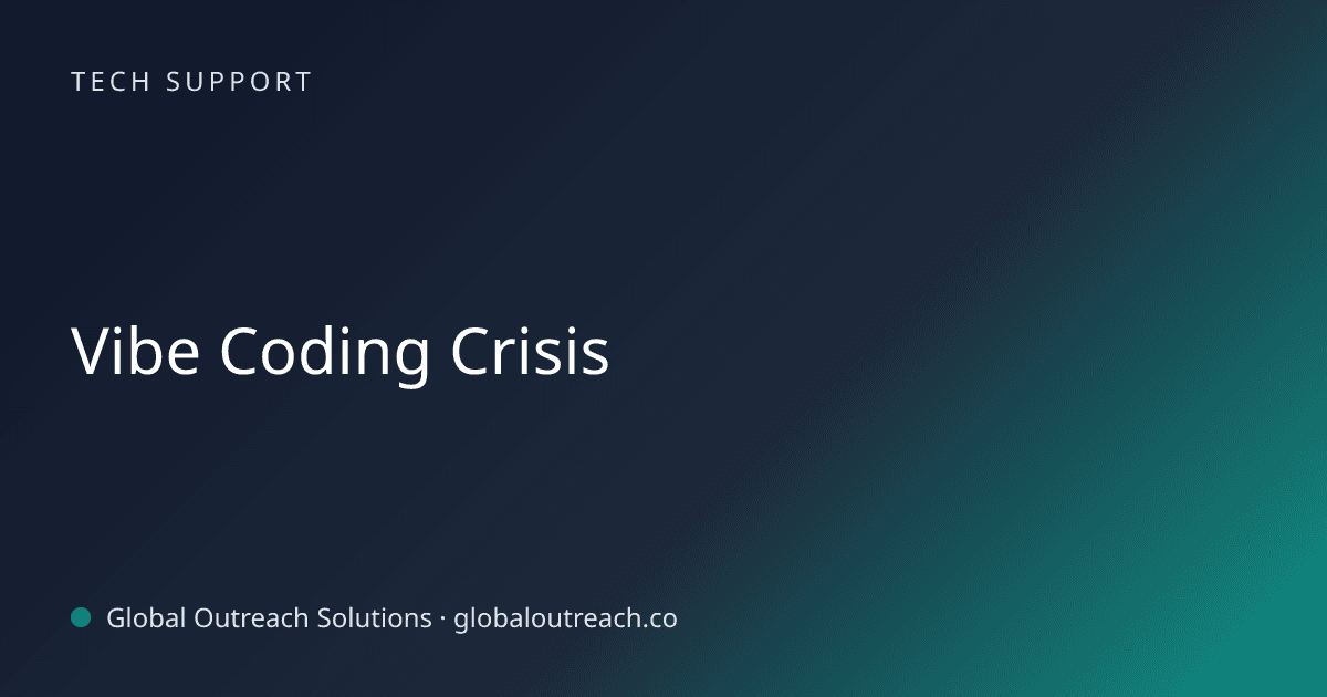 Related article cover image: "Vibe Coding Crisis" (Tech Support)
