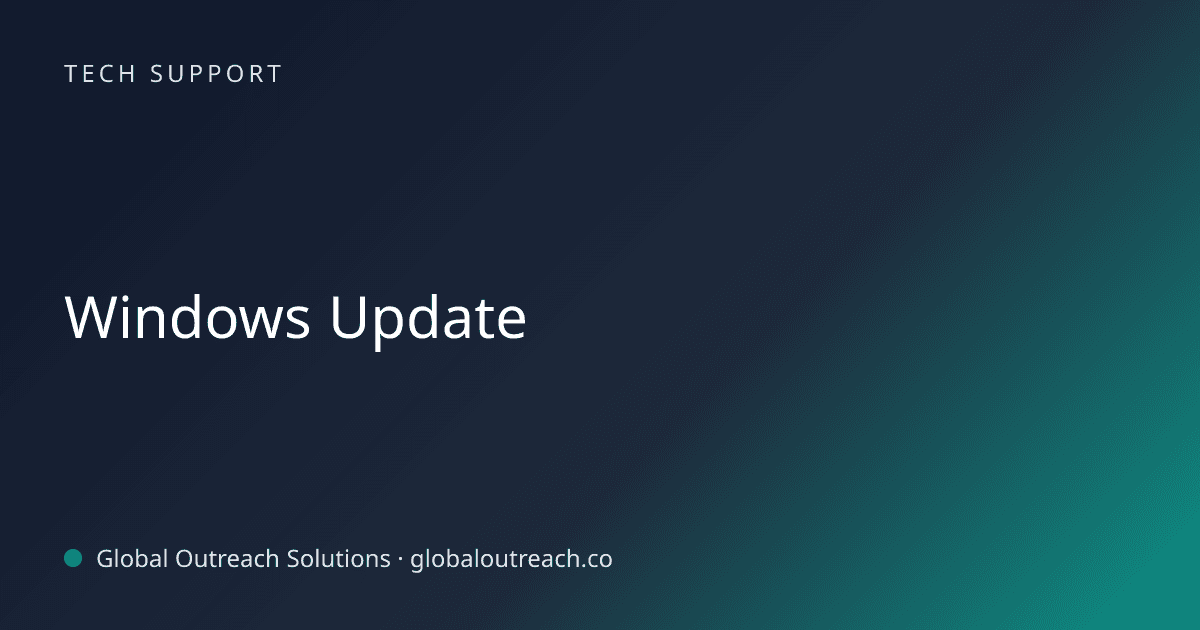 Blog article cover image: "Windows Update" in Tech Support