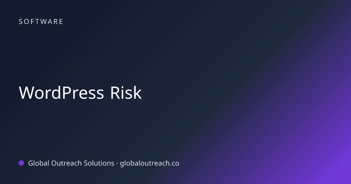 Illustrated cover image for the Software article "WordPress Risk" on Global Outreach Solutions blog