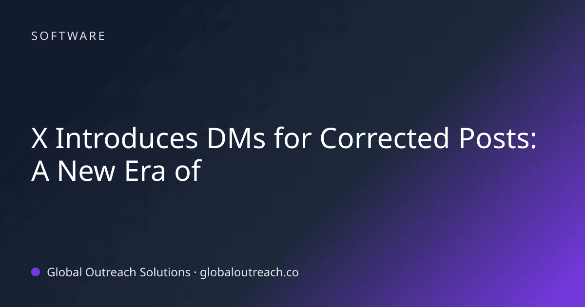 Blog article cover image: "X Introduces DMs for Corrected Posts: A New Era of" in Software