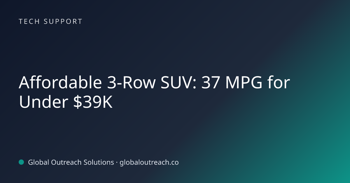 Related article cover image: "Affordable 3-Row SUV: 37 MPG for Under $39K" (Tech Support)