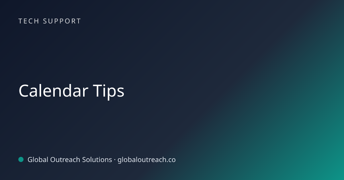 Related article cover image: "Calendar Tips" (Tech Support)