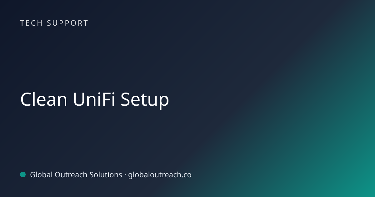 Related article cover image: "Clean UniFi Setup" (Tech Support)