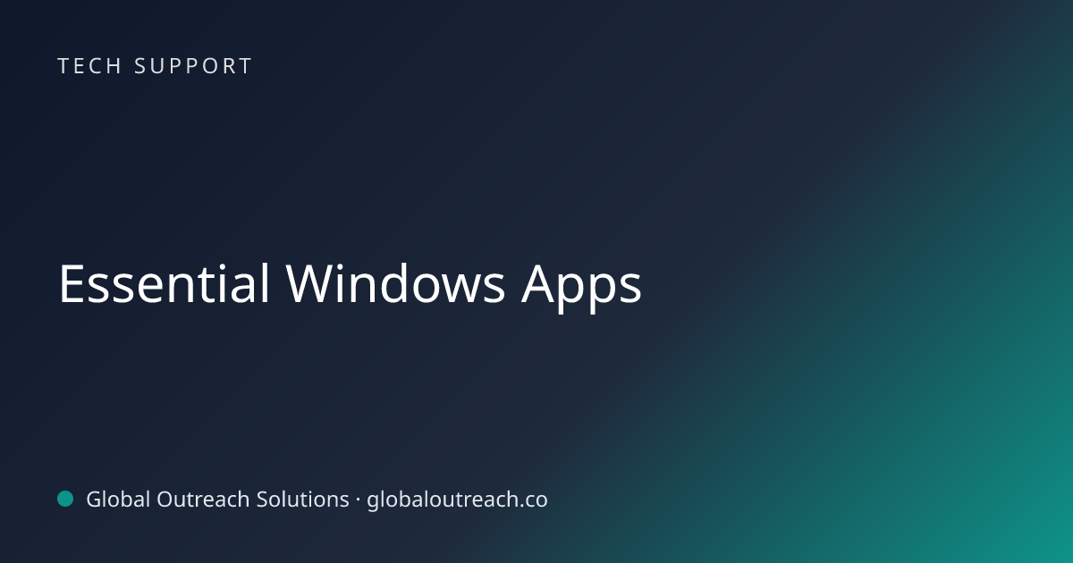 Related article cover image: "Essential Windows Apps" (Tech Support)