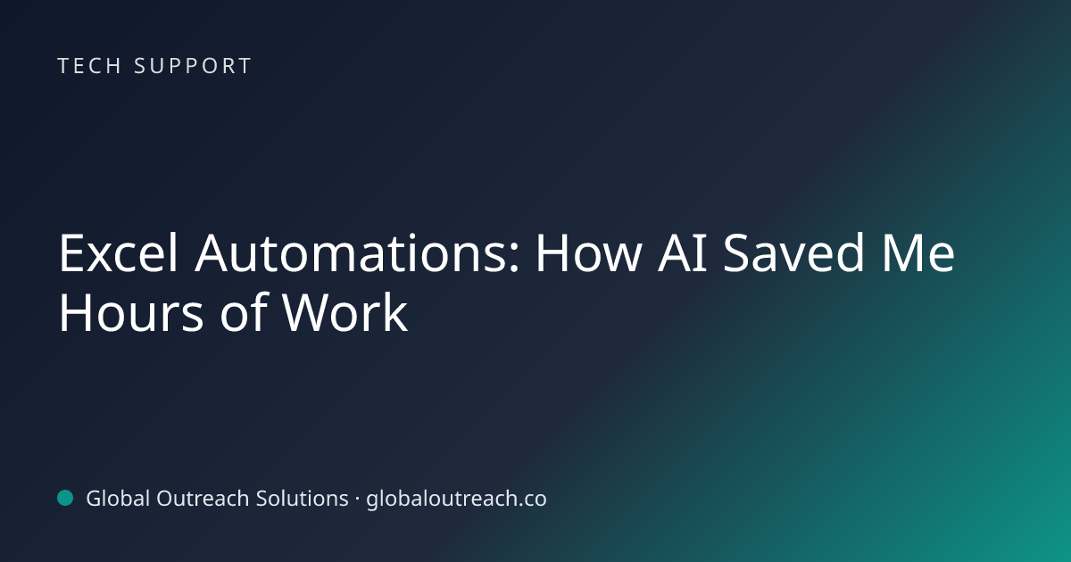 Related article cover image: "Excel Automations: How AI Saved Me Hours of Work" (Tech Support)
