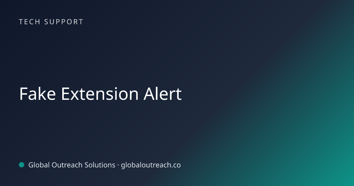 Related article cover image: "Fake Extension Alert" (Tech Support)