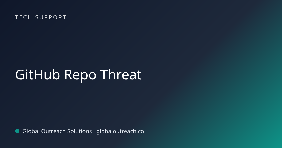 Related article cover image: "GitHub Repo Threat" (Tech Support)