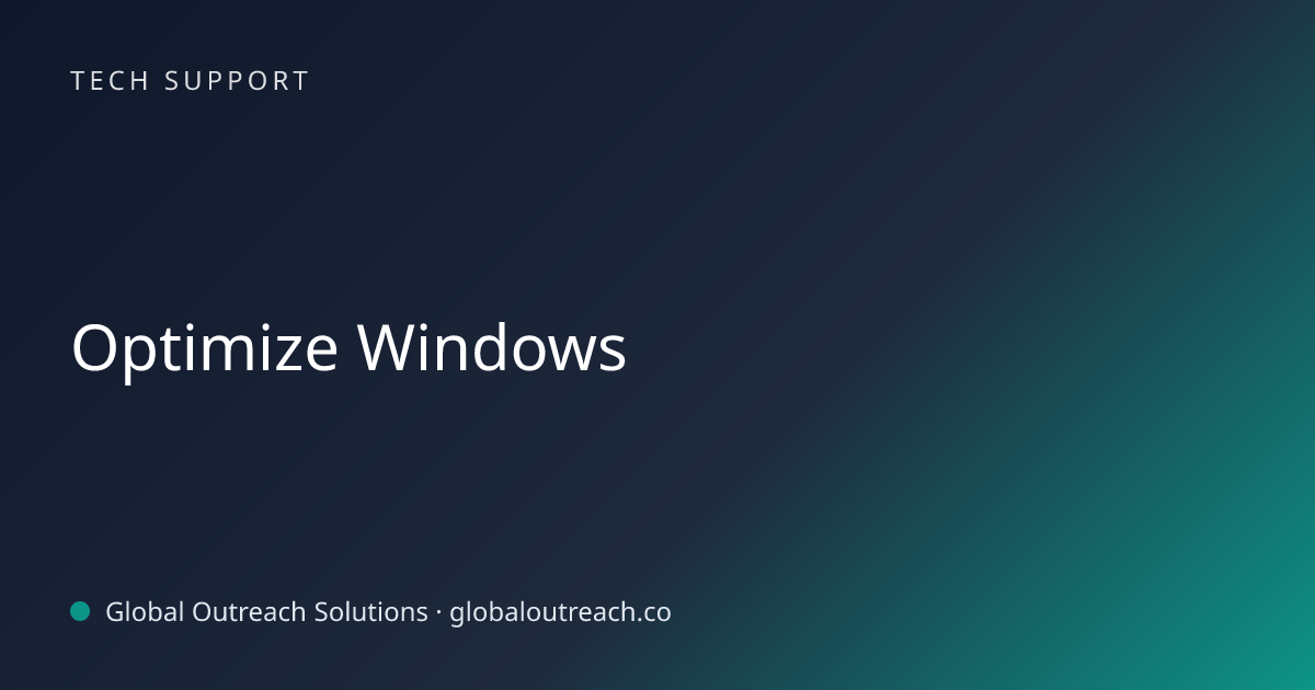 Related article cover image: "Optimize Windows" (Tech Support)
