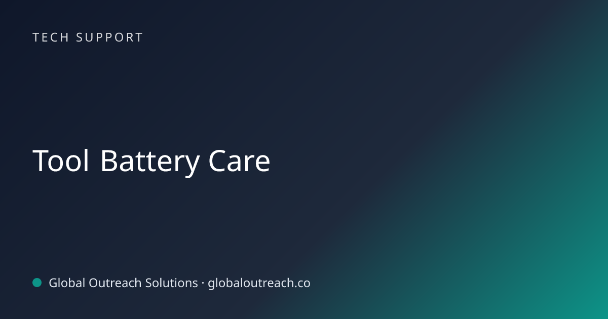 Related article cover image: "Tool Battery Care" (Tech Support)