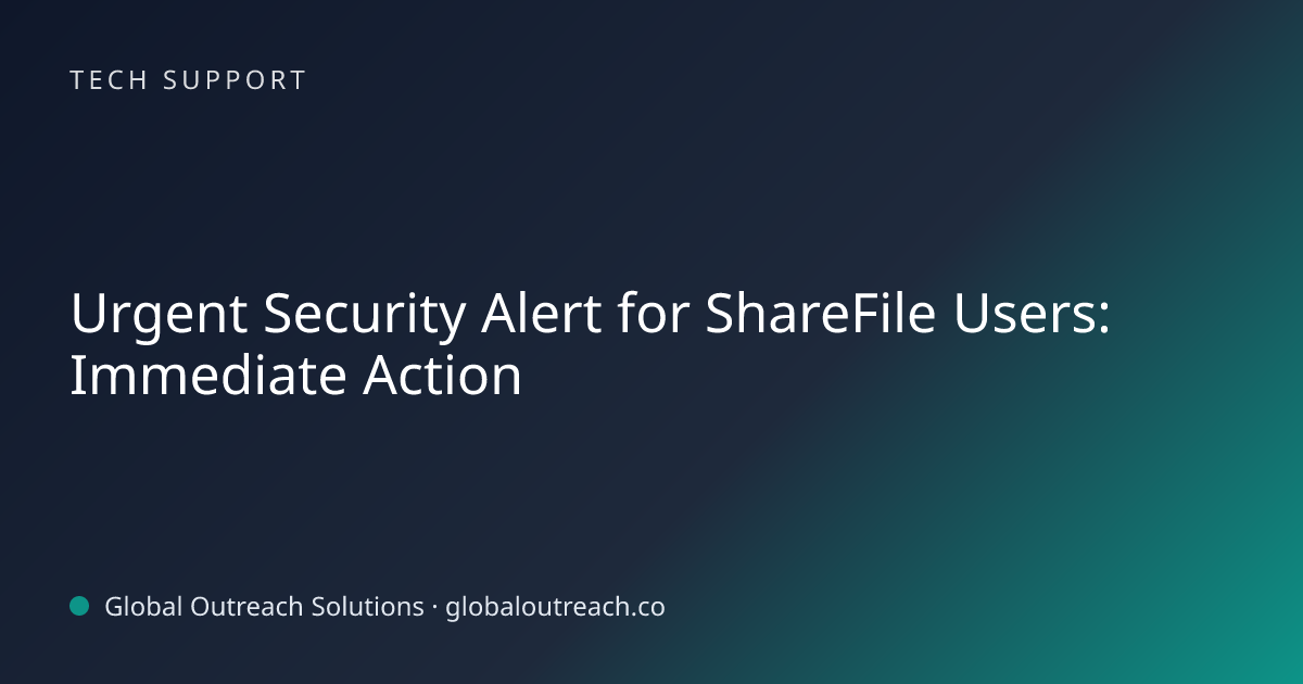 Related article cover image: "Urgent Security Alert for ShareFile Users: Immediate Action" (Tech Support)