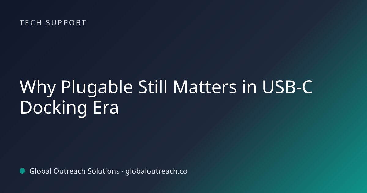 Related article cover image: "Why Plugable Still Matters in USB-C Docking Era" (Tech Support)
